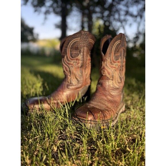 Justin WK2110 Commander X5 Vibram Mahogany Cowboy Works Boots Men's 9D Exc Cond - Picture 2 of 8